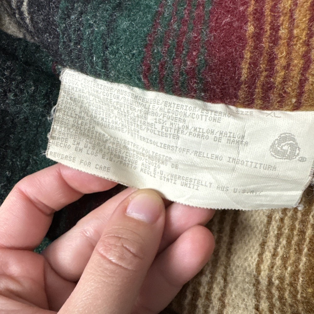 Vintage Woolrich XL Coat LINER ONLY Serape Wool Buttons USA Stripe Replacement - Picture 3 of 7